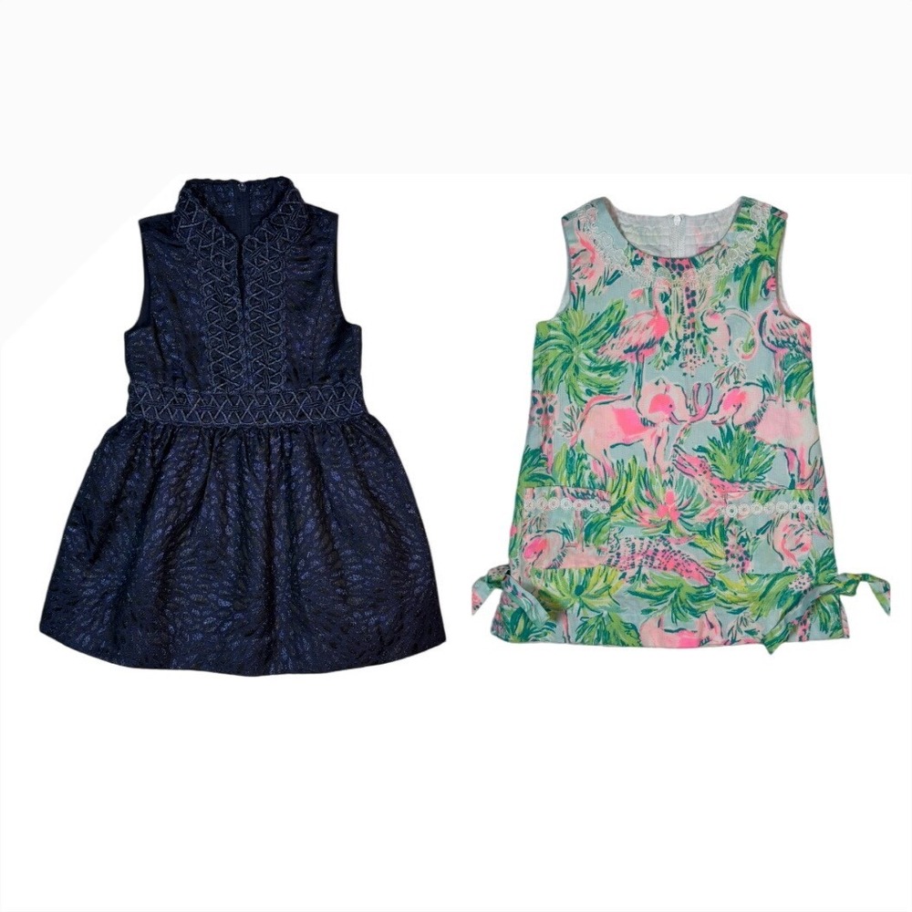 LILLY PULITZER Girls Dresses Navy Mini Franci Dress, Classic Shift Dress, Size 2